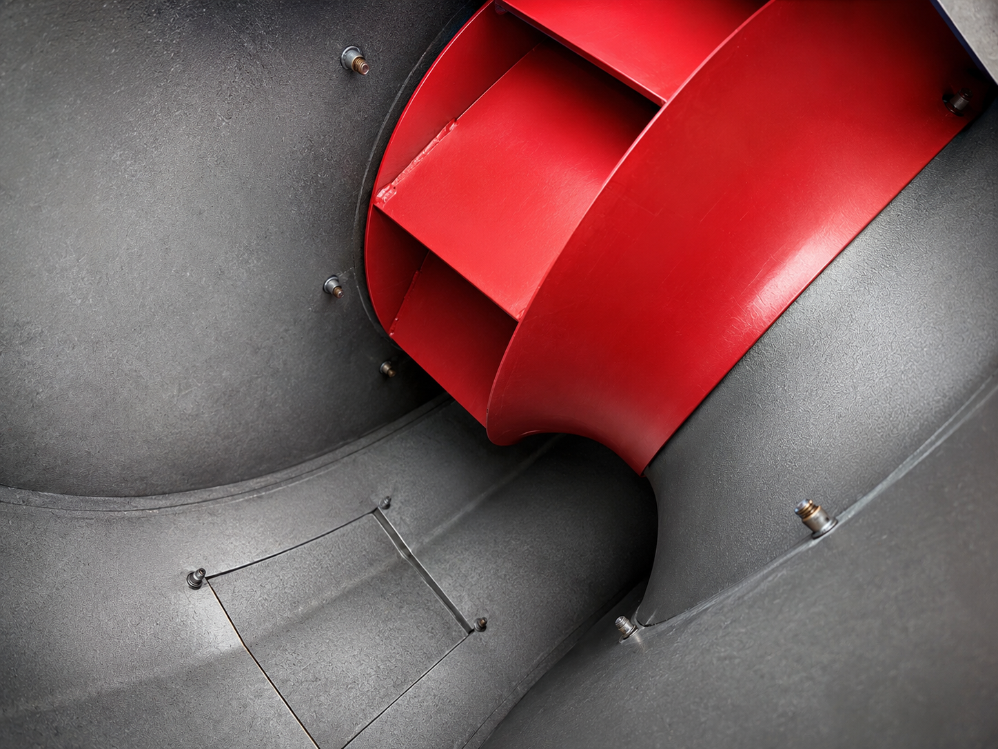 Closeup angle of rooftop exhaust fan grease control cleaning